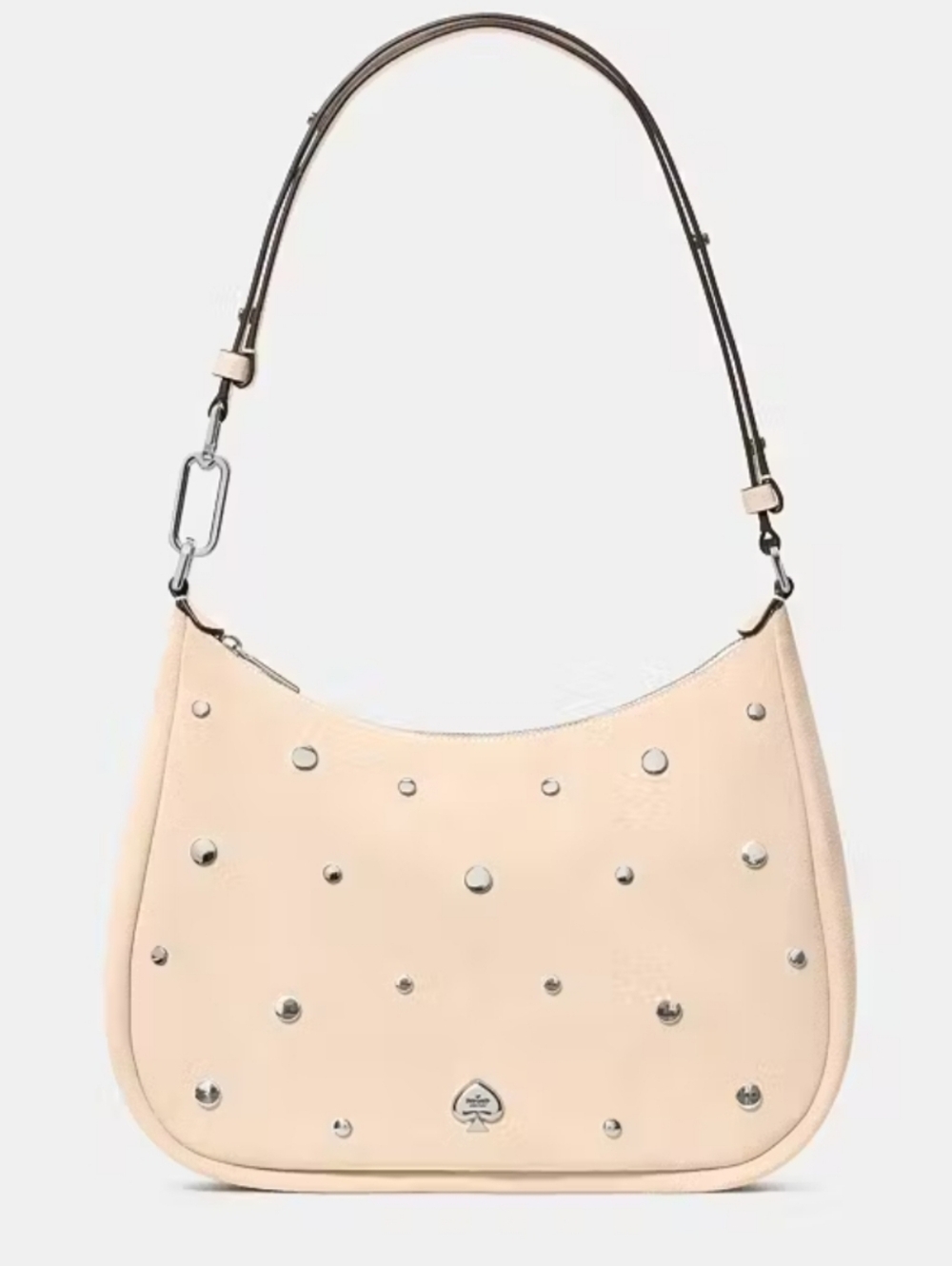 Kate Spade Kayla Large Beige Suede studded shoulder bag Purse New NWT